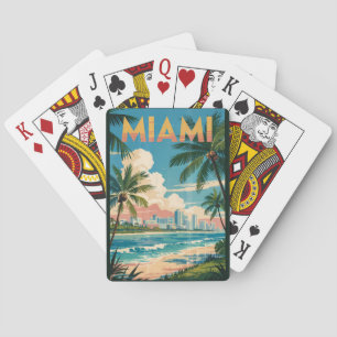 Jeu De Cartes Miami Floride Illustration Art de Voyage Vintage