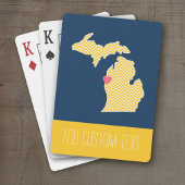 Jeu De Cartes Michigan State Map with Custom Love Heart and Name