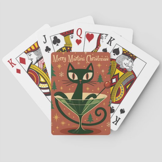 Jeu De Cartes Mid Century Black Cat Merry Martini Christmas (dos)