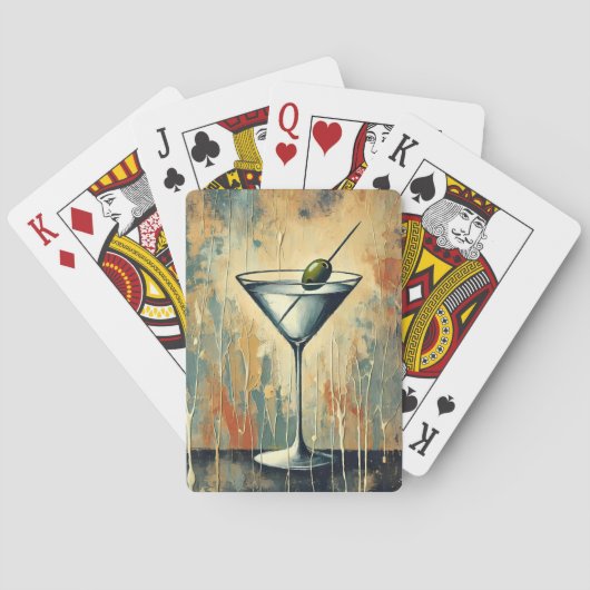 Jeu De Cartes Mid Century Mixed Media Martini Art (dos)
