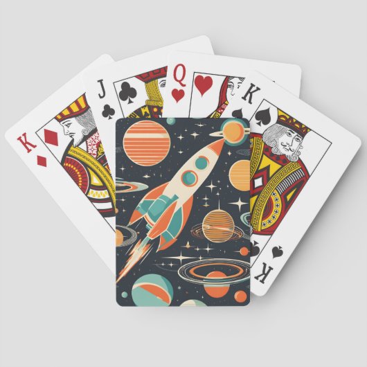 Jeu De Cartes Mid Century Moderne Rocket et Planètes (dos)