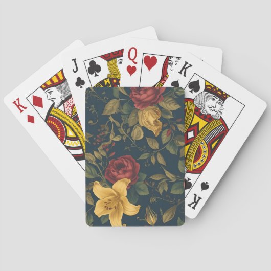 Jeu De Cartes Midnight Victorian Floral – Yellow Lilies & Roses  (dos)