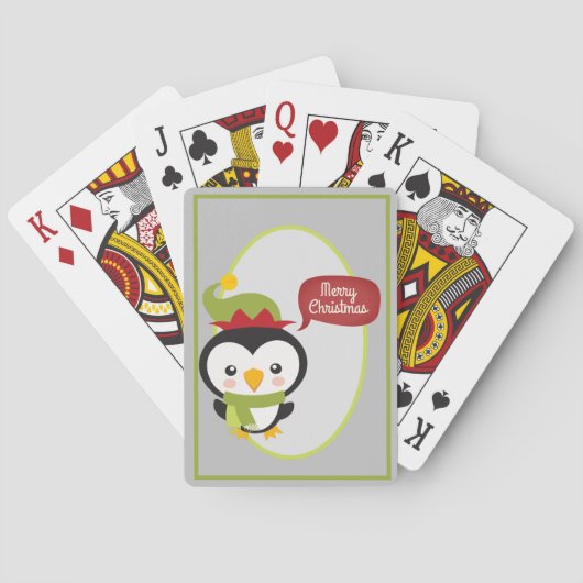 Jeu De Cartes Mignon manchot elfe de Noël (dos)