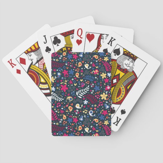 Jeu De Cartes mignon oiseaux et fleurs motif (dos)