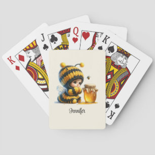 Jeu De Cartes Mignonne fille en costume d'abeille avec miel