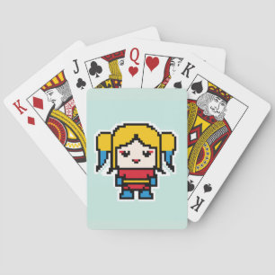 Jeu De Cartes Mignonne fille pixellisée jetez oreiller montre de