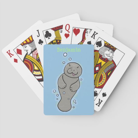 Jeu De Cartes Mignonne manatée bébé avec bulles illustration (dos)