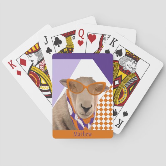 Jeu De Cartes Mignonne Mouton Avec Lunettes (dos)
