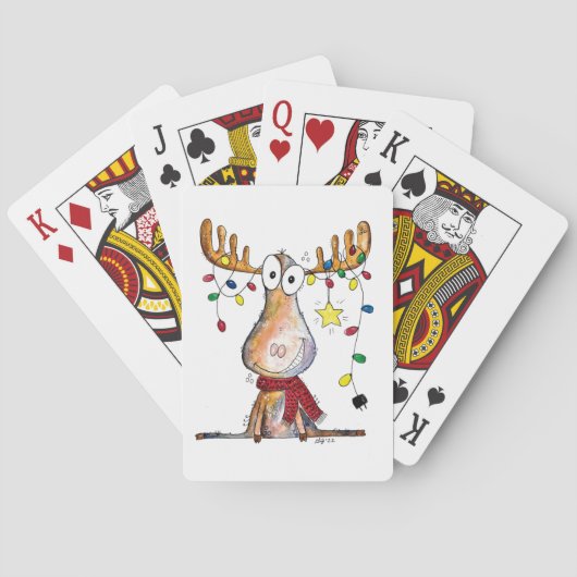 Jeu De Cartes Mignonne orignal de Noël (dos)
