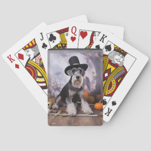 Jeu De Cartes Miniature Schnauzer Citrouilles Halloween Effrayan