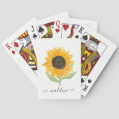 Jeu De Cartes Minimal Rustic Sunflower Personalized Name Script (dos)
