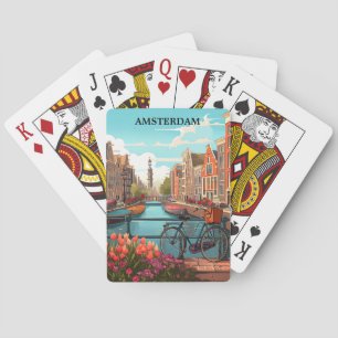 Jeu De Cartes Minimaliste Amsterdam Hollande Vue du Canal Vintag
