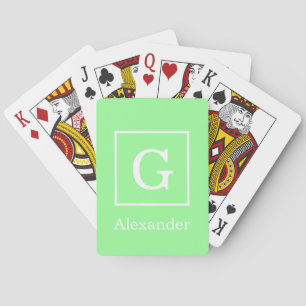 Jeu De Cartes Mint Green White Framed Initial