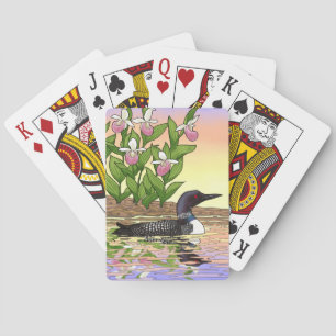 Jeu De Cartes MN State Bird Flower Loon Lady Slipper