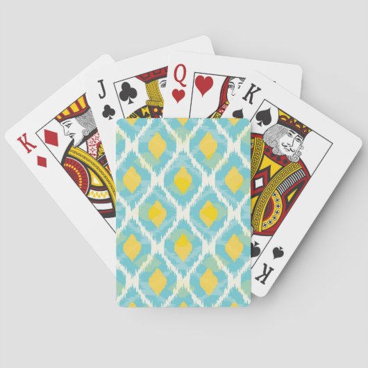Jeu De Cartes Mode jaune bleue d'ikat tribal moderne (dos)
