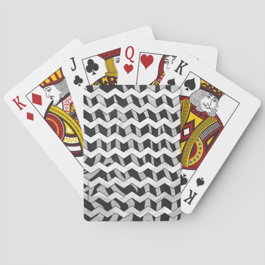 Jeu De Cartes Modèle Chevron noir et gris Zebra (dos)