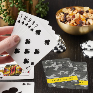 Jeu De Cartes Modèle de camouflage gris, Votre nom, Personnalise