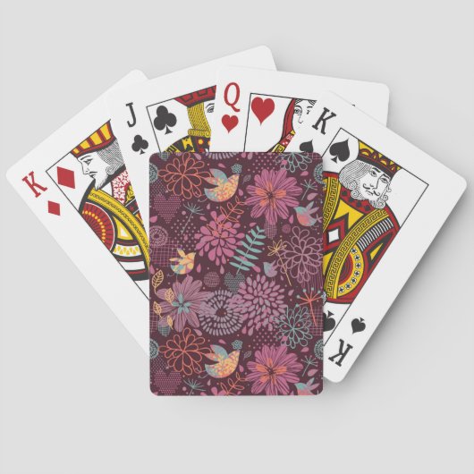 Jeu De Cartes Modèle floral Abstrait avec oiseaux (dos)