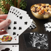 Jeu De Cartes Modèle floral gris sur noir (In Situ)