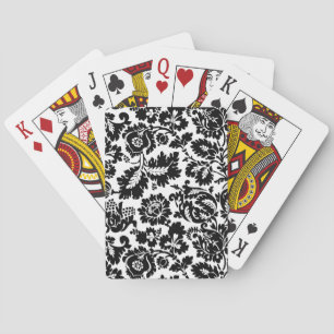 Jeu De Cartes Modèle floral vénitien noir et blanc de William Mo