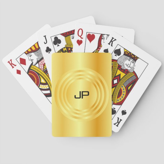 Jeu De Cartes Modèle monogramme moderne Elégant Faux Gold (dos)