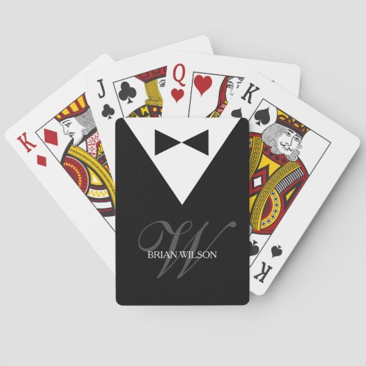Jeu De Cartes Modèle Tuxedo moderne | Elégant Monogram Poker (dos)