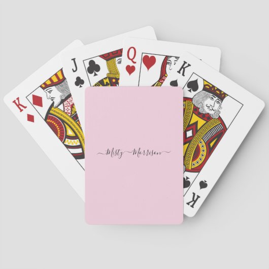 Jeu De Cartes Modern Pastel Pink Script Nom personnalisé (dos)