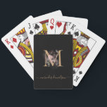 Jeu De Cartes Moderne Black Gold Blush rose Floral Monogramme<br><div class="desc">Design moderne noir et or avec un motif floral transparent rose rousse. Customisez facilement votre Nom de choix dans un script de calligraphie tendance avec votre monogramme de choix paraphé.</div>