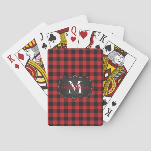 Jeu De Cartes Moderne Design Buffalo Plaid Monogramme Nom (dos)