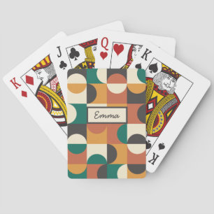 Jeu De Cartes Moderne du milieu du XXe siècle Demi-cercles vert