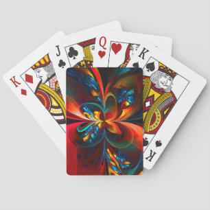 Jeu De Cartes Moderne Floral Abstrait Art Orange Bleu Motif #14