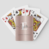 Jeu De Cartes Moderne Monogramme en Métal Brossé Or Rose (dos)