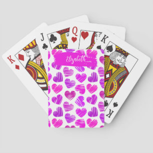Jeu De Cartes Moderne Purple Rose Doodled Hearts Valentine Nom