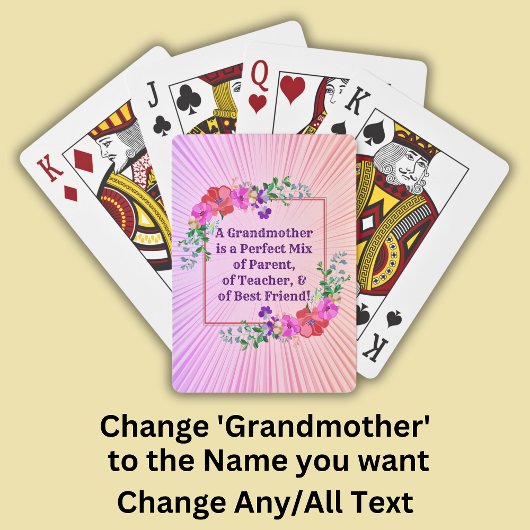 Jeu De Cartes Modifier le nom et le texte Grand-mère Parfait Mél