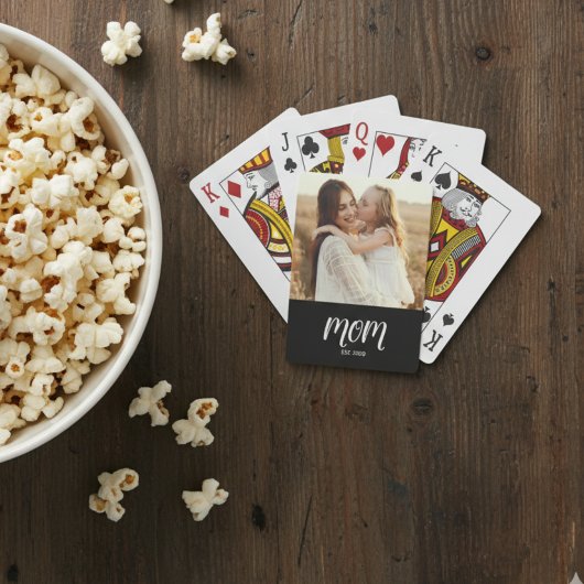 Jeu De Cartes Mom Established Script Black Photo Playing Cards