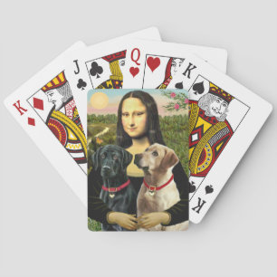 Jeu De Cartes Mona Lisa et son Labrador noir et Labrador jaune