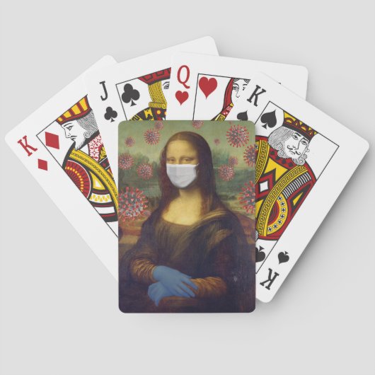 Jeu De Cartes Mona Lisa Jouer En Sécurité Autour De Coronavirus, (dos)