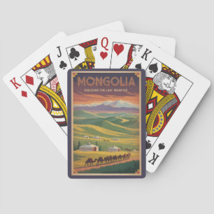 Jeu De Cartes Mongolie Chameaux Yourte Illustration Art de Voyag