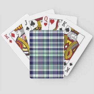 Jeu De Cartes Monnaie, Bleu Marine, Blancs Preppy Madras Plaid