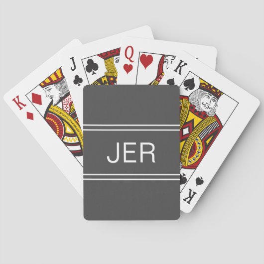 Jeu De Cartes Monogram Custom Personalized Modern Initial Gray (dos)