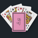 Jeu De Cartes monogram on Rose Pink, w/ black letters and trim,<br><div class="desc">Customize your Bicycle Playing cards with a monogram vintage style,  rose rose,  double thin black border par lulumama.
Matching notebook makes a great combo poison !</div>