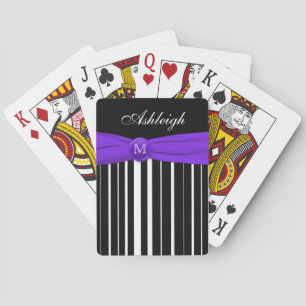Jeu De Cartes Monogram Purple Black White Striped Playing Cards