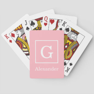 Jeu De Cartes Monograme de Pink White Framed Initial