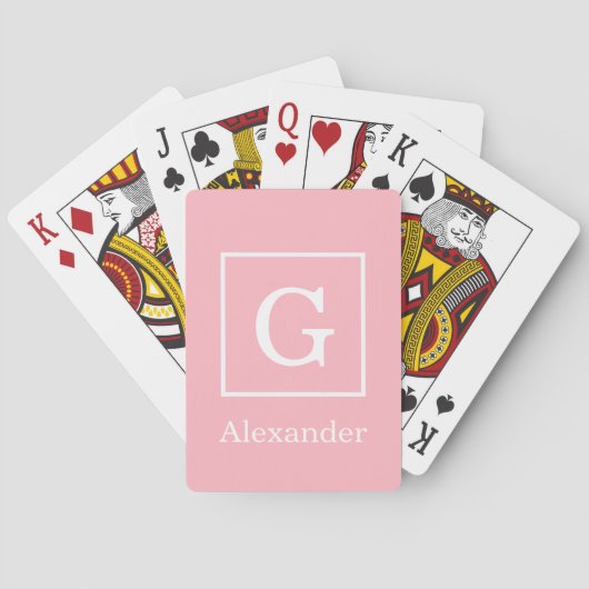 Jeu De Cartes Monograme de Pink White Framed Initial (dos)