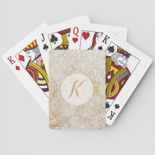Jeu De Cartes Monogramme à étincelles blanc et or (dos)