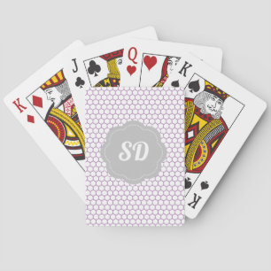 Jeu De Cartes Monogramme à motif hexagonal en nid d'abeille viol