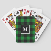 Jeu De Cartes Monogramme à plat de buffle vert rustique (dos)