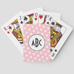 Jeu De Cartes Monogramme à points noirs roses et blancs