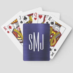 Jeu De Cartes Monogramme à trois lettres en bleu indigo ombré av