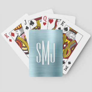 Jeu De Cartes Monogramme à trois lettres en feuille d'aluminium